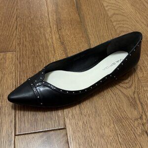 VIA SPIGA BLACK SILVER STUDDED POINT TOE BALLET FLATS SIZE 8 CITY CONTEMPORARY